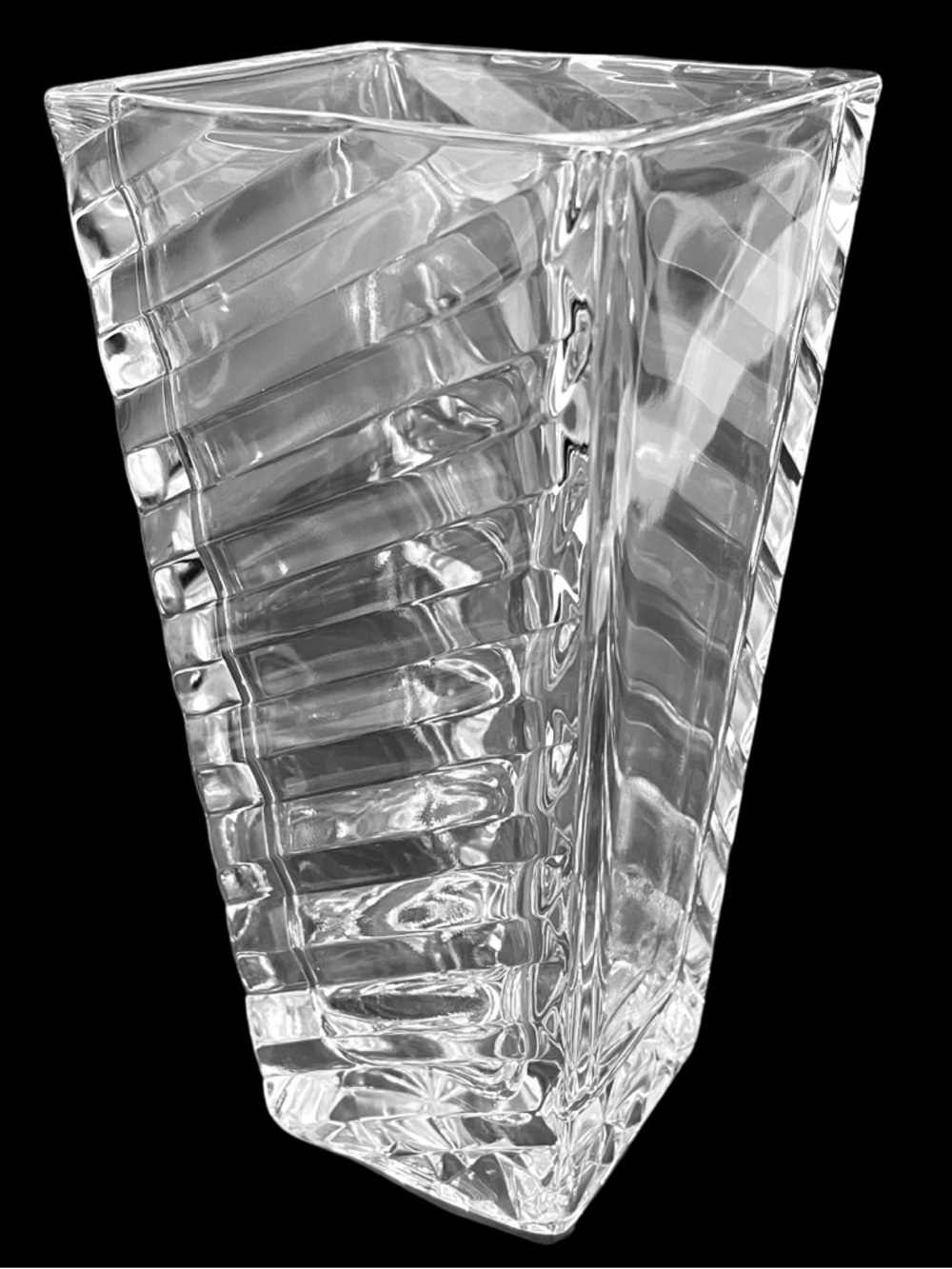 Vintage 1990s Mikasa Germany Angles Optic Art Deco Style Crystal Flower Vase